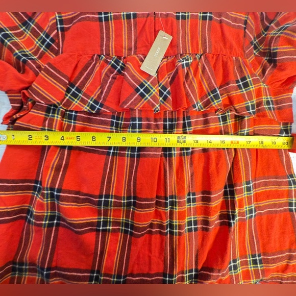 J. Crew Red Plaid Ruffle Blouse - Picture 6 of 8